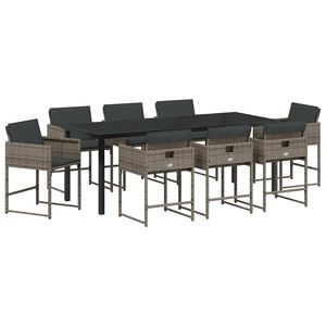 vidaXL Sodo valgomojo komplektas 9 pcs Pilka poliratanas