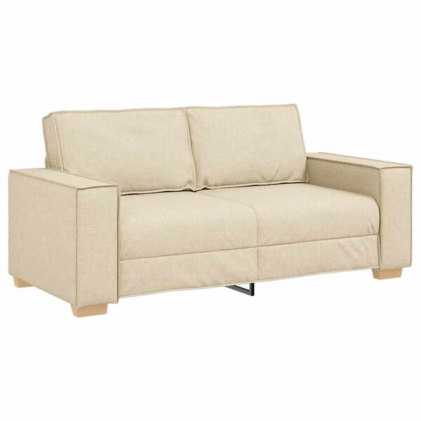 vidaXL Dvivietė sofa, kreminės spalvos, 140 cm, audinys