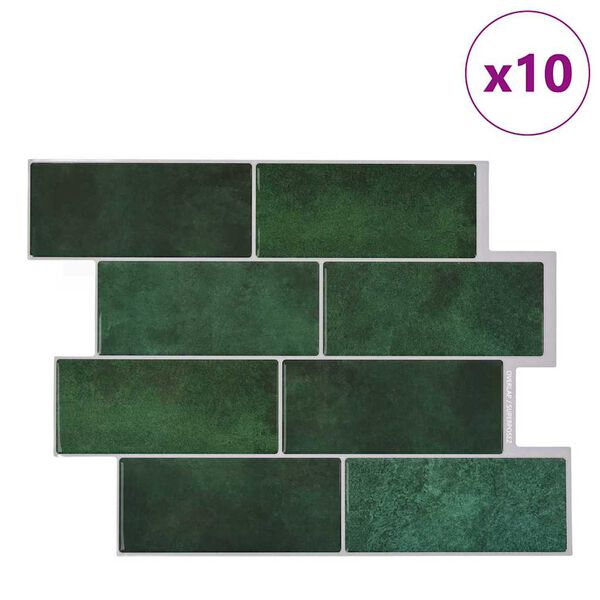 vidaXL Metro plytelė 10 pcs Tamsiai žalia 29.4 x 21.4 cm