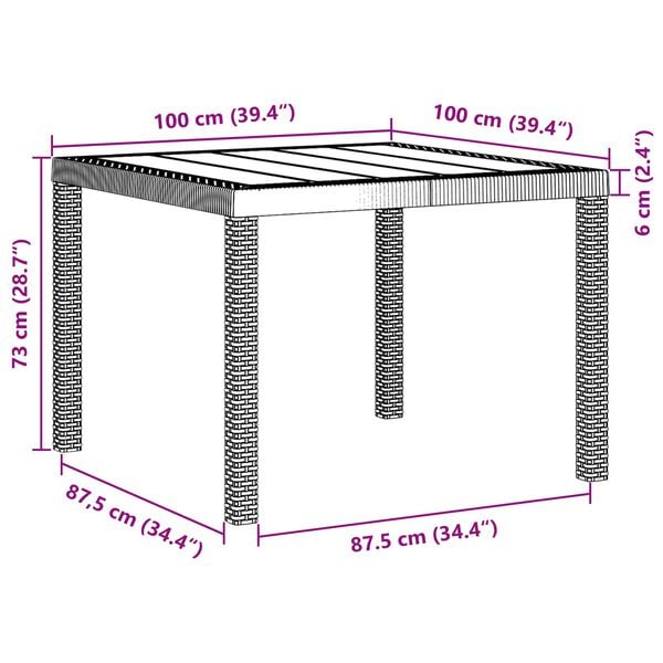 vidaXL Sodo valgomojo komplektas 5 pcs Ruda Polipropilenas