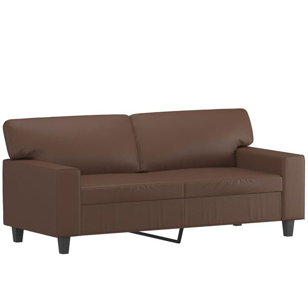 vidaXL Dvivietė sofa, rudos spalvos, 140cm, dirbtinė oda