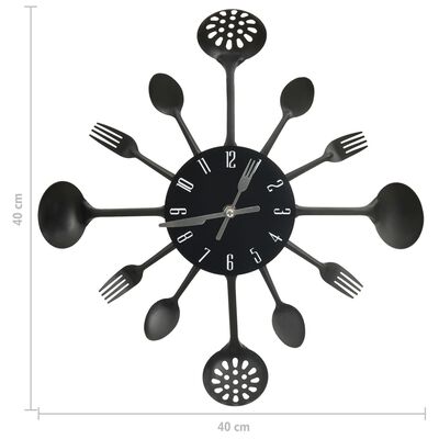 vidaXL Sieninis laikrodis, juodas, 40cm, aliuminis