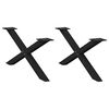 vidaXL Kavos staliuko kojelės, 2 vnt., juodos, 70x(30-31) cm, plienas, X formos
