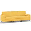 vidaXL Trivietė sofa su pagalvėmis, &scaron;viesiai geltona, 210cm, aksomas