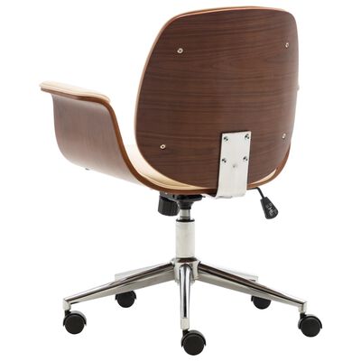 vidaXL Biuro kėdė, kreminės sp., išlenkta mediena ir dirbtinė oda