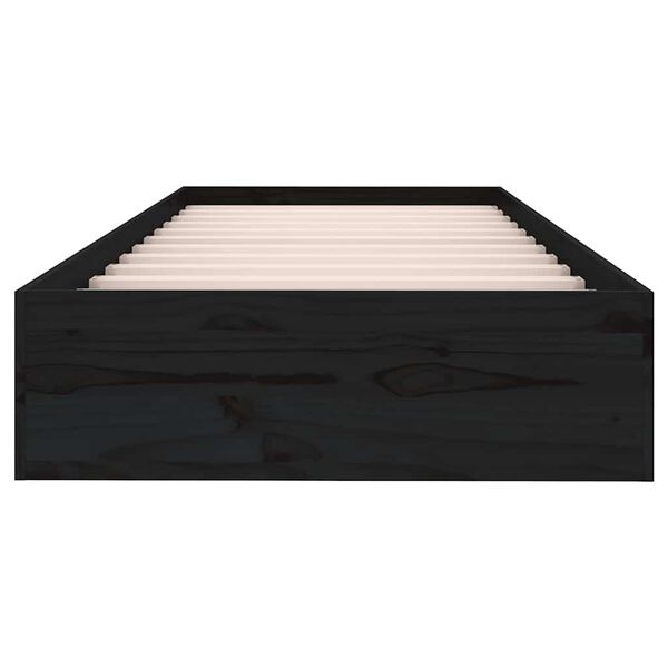 vidaXL Lovos rėmas, juodas, 75x190cm, medienos masyvas, vienvietis