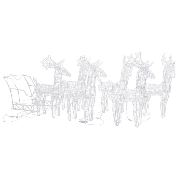 vidaXL Kalėdų dekoracija elniai ir rogės, akrilas, 320 LED