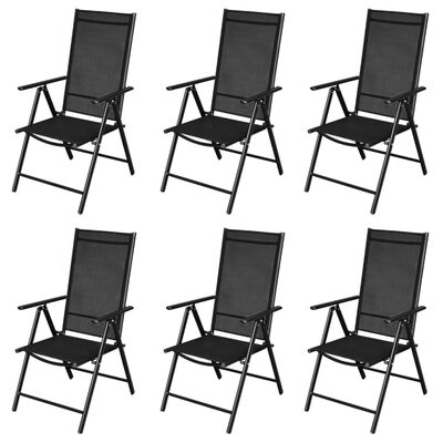 vidaXL Sulankstomos sodo kėdės, 9 vnt., juodos, aliuminis