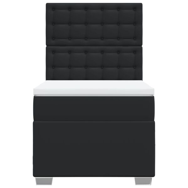 vidaXL Lova su spyruoklėmis ir čiužiniu, juoda,100x200cm, dirbtinė oda