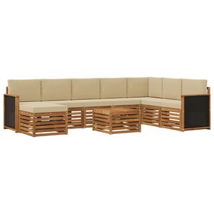 vidaXL Lauko sofos komplektas su pagalve 7 pcs Natūrali