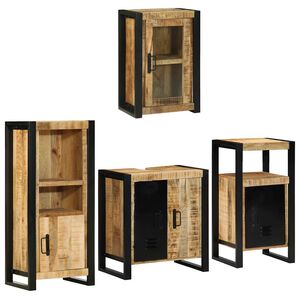 vidaXL Vonios baldų rinkinys su lentyna 4 pcs Ruda Kietas mango medis