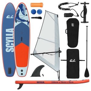vidaXL Pripučiamas SUP lenta su burės SCYLLA 330 x 76 x 15 cm Mėlyna