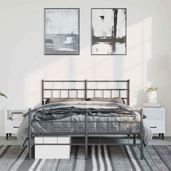 vidaXL Lovos rėmas su galvūgaliu/kojūgaliu, juodas, 150x200cm, metalas