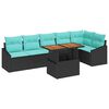 vidaXL Sodo valgomojo komplektas 7 pcs Juoda ir žalsvai mėlyna