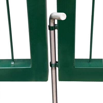 vidaXL Sodo/kiemo vartai, su stulpais, žali, 350x100cm, plienas
