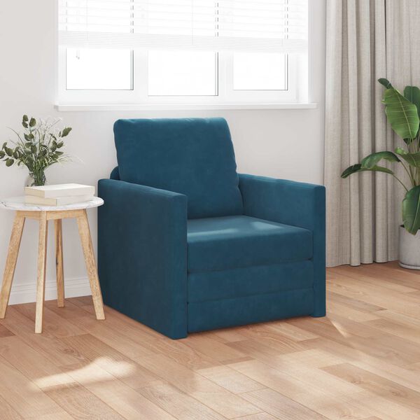 vidaXL Sofa lova 60cm Mėlyna Aksomas