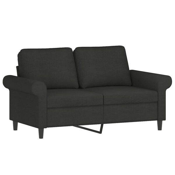 vidaXL Dvivietė sofa su pagalvėmis, juoda, 120cm, audinys
