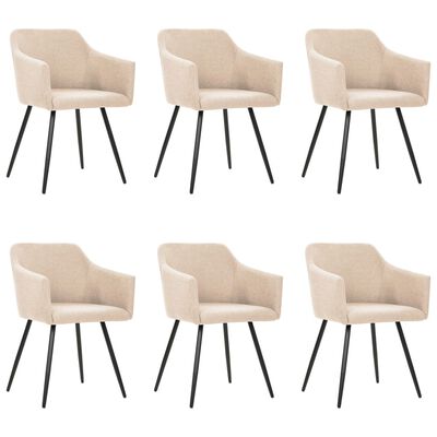 vidaXL Valgomojo kėdės, 6vnt., kreminės spalvos, audinys (3x323095)
