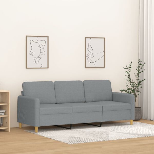vidaXL Trivietė sofa, &scaron;viesiai pilkos spalvos, 180cm, audinys