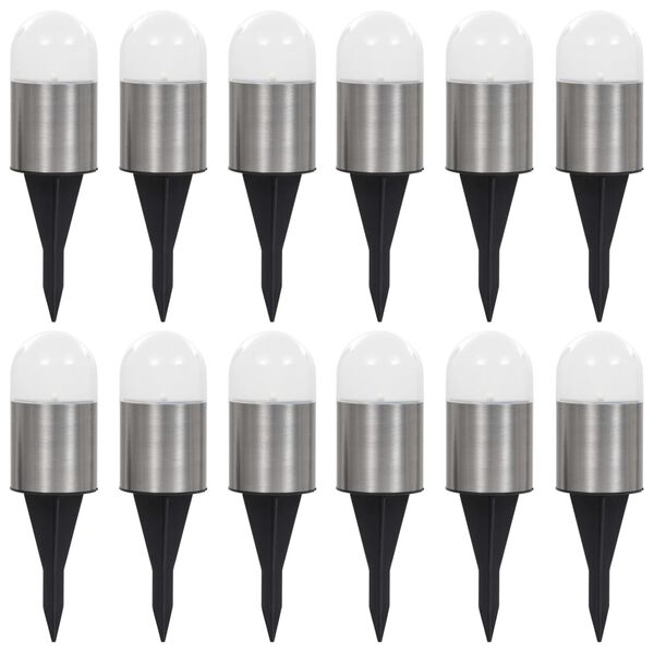 vidaXL Saulės energija įkraunami LED &scaron;viestuvai, 12vnt., balti