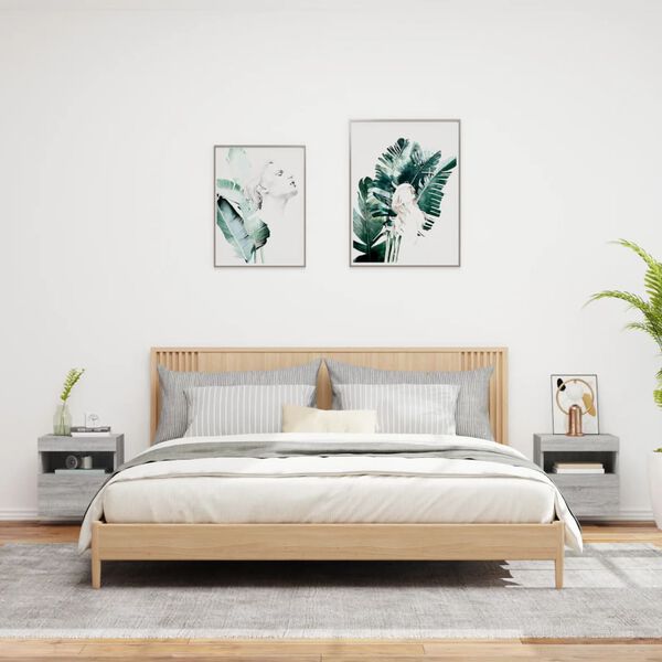 vidaXL Sieninės TV spintelės su LED, 2vnt., pilkos ąžuolo, 40x30x40cm