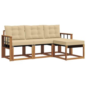 vidaXL Lauko sofos komplektas su pagalve 4 pcs Natūralus ir bežinis