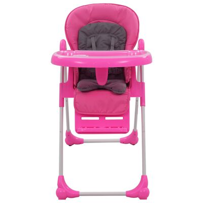 vidaXL Aukšta maitinimo kėdutė, rožinės ir pilkos spalvos