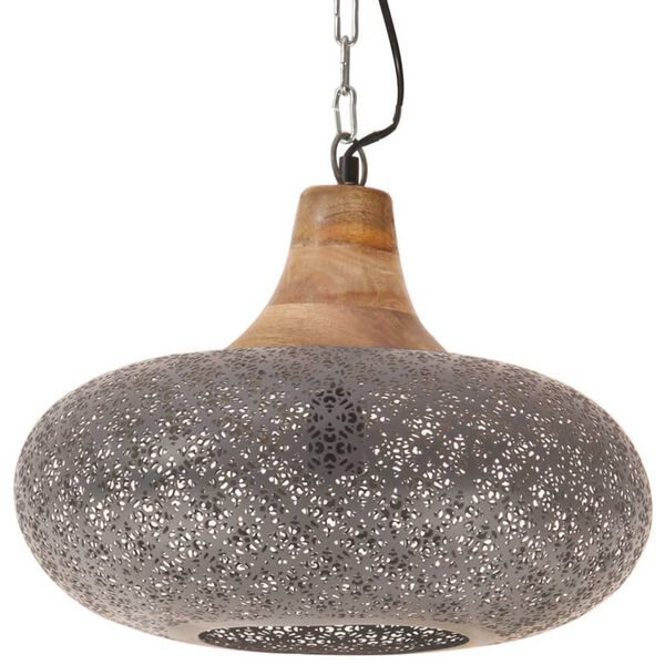 vidaXL Pakabinamas &scaron;viestuvas, pilkas, geležis ir mediena, 40cm, E27