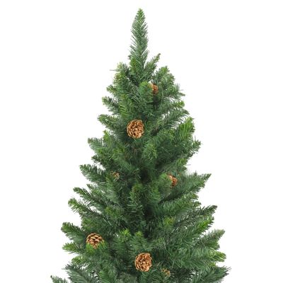 vidaXL Dirbtinė kalėdinė eglutė su kankorėžiais, žalios sp., 210cm