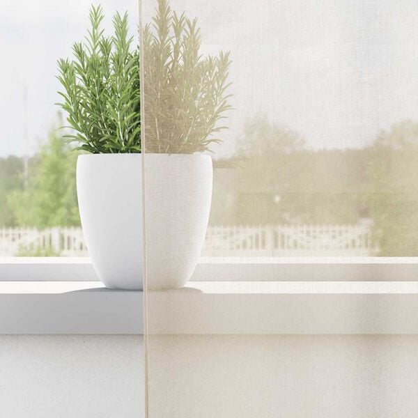 vidaXL Voile užuolaidos su vir&scaron;utine dalimi, 2vnt., kreminės spalvos