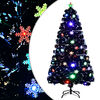 vidaXL Kalėdų eglutė su LED snaigėmis, juoda, 120cm, optinis pluo&scaron;tas