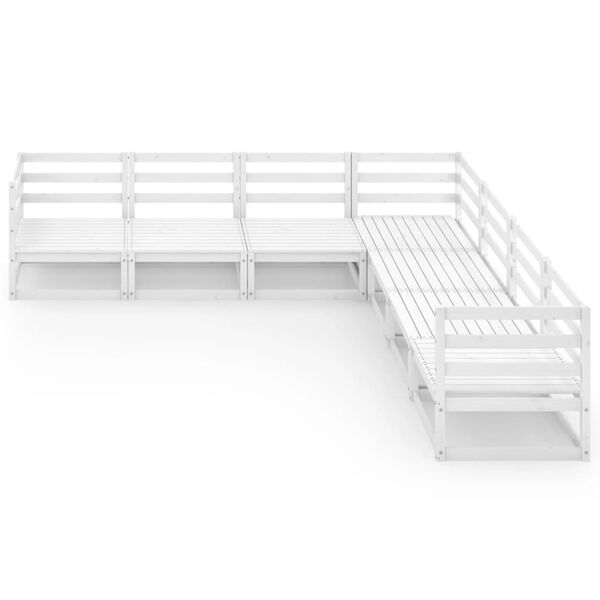 vidaXL Sodo poilsio baldų komplektas, 7 dalių, baltas, pu&scaron;ies masyvas