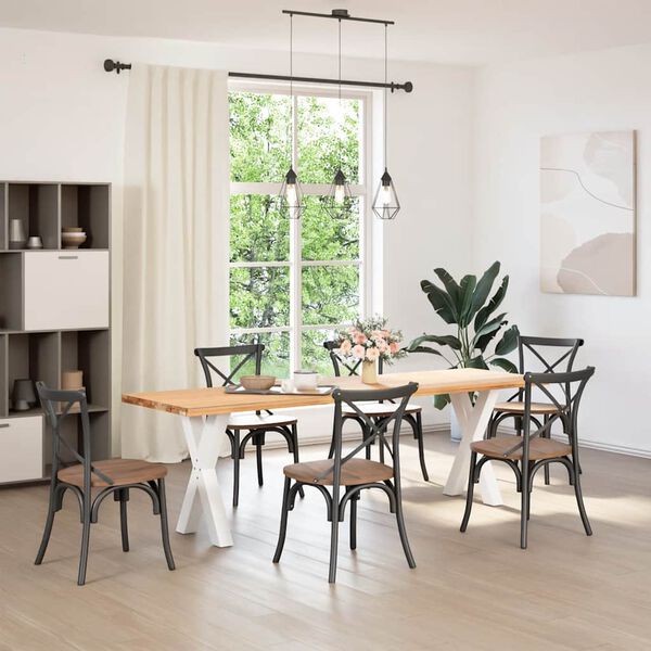 vidaXL Valgomojo stalo kojos, 2 vnt., baltos, 60x(72-73) cm, plienas, X formos