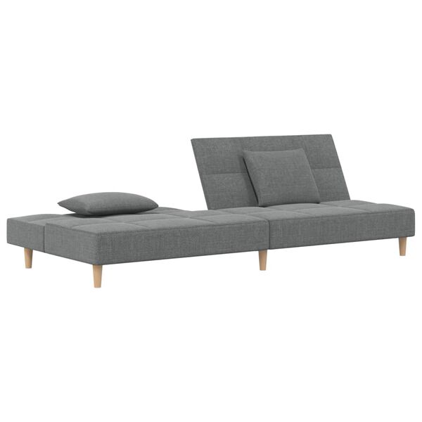 vidaXL Dvivietė sofa-lova su dvejomis pagalvėmis, pilka, audinys