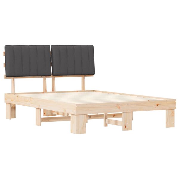 vidaXL Lovo rėmas su apmu&scaron;tu galvūgaliu Tamsiai pilka 140 x 200 cm