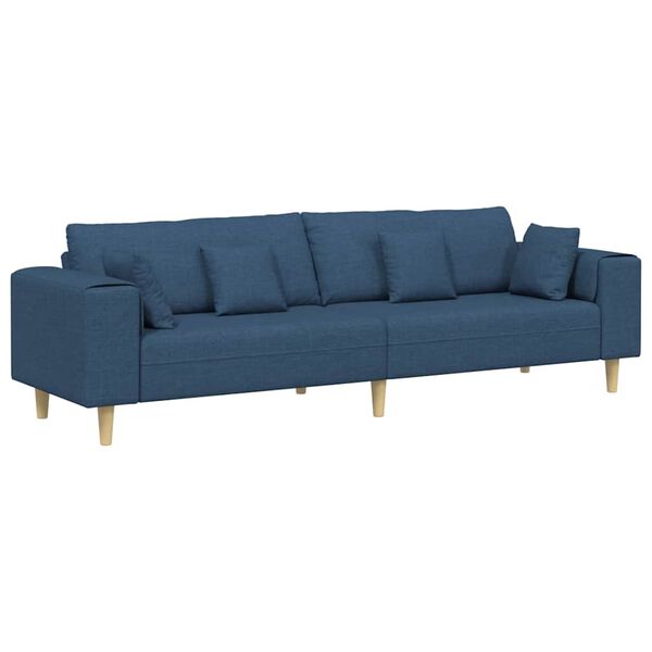 vidaXL Sofa su pagalve Mėlyna 250 x 77 x 76 cm audinys