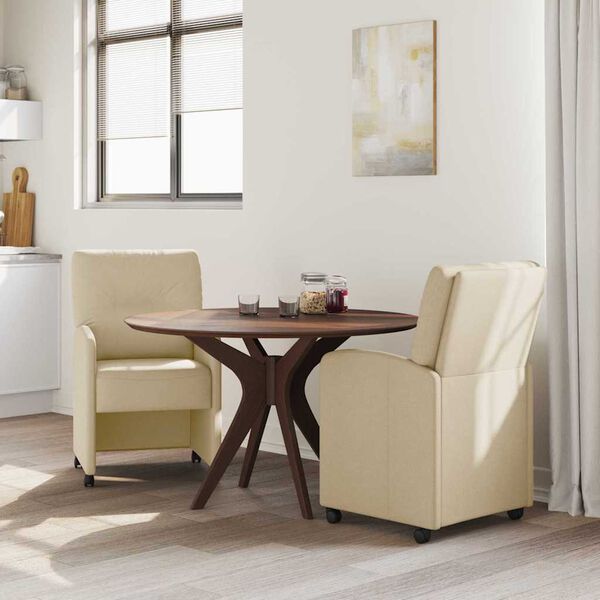 vidaXL Valgomojo kėdės su ratais 2 pcs Kreminė 57 x 67 x 95 cm audinys