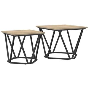 vidaXL &Scaron;oninių staliukų komplektas 2 pcs Sonoma ąžuolas