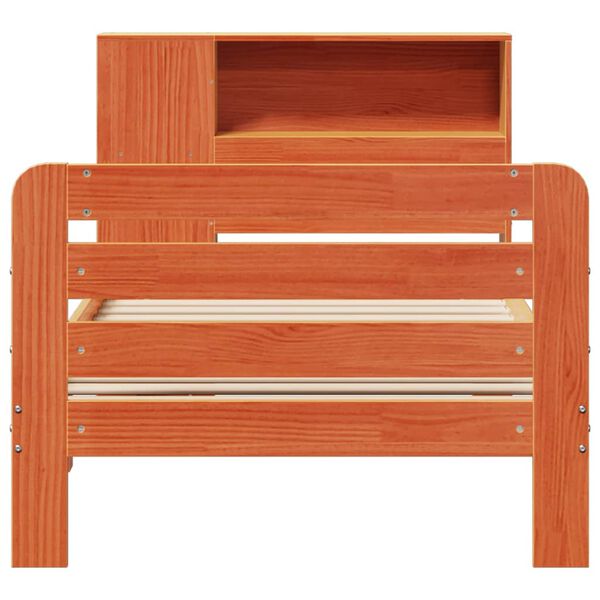 vidaXL Lovos rėmas su be čiužinio, ruda, 75x190cm, pu&scaron;ies masyvas