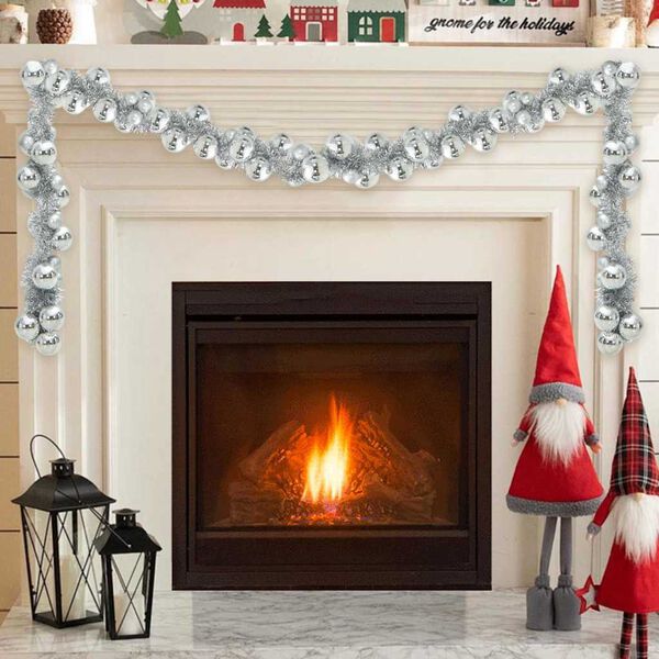 vidaXL Kalėdų rutulių girlianda Sidabro 186 cm Polystirenas