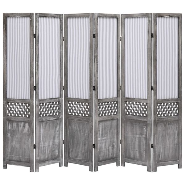 vidaXL Kambario pertvara, 6 dalių, pilkos spalvos, 210x165 cm, audinys