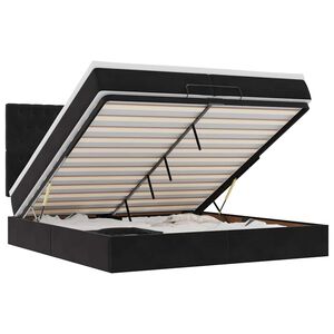 vidaXL Osmanų lovos rėmas su čiužiniais, juodas, 200x200cm, aksomas