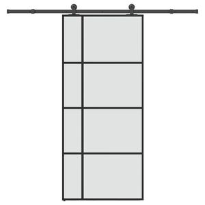 vidaXL Stumdomos durys su įrangos rinkiniu, 90x205cm, ESG ir aliuminis