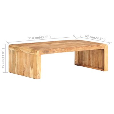 vidaXL Kavos staliukas, 110x63x35cm, akacijos medienos masyvas