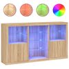 vidaXL &Scaron;oninė spintelė su LED lemputėmis, ąžuolo, 181,5x37x100cm