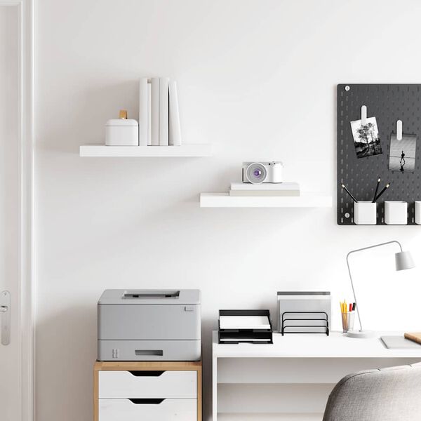 vidaXL Pakabinamos sieninės lentynos, 2vnt., baltos, 50x23x3,8cm, MDF