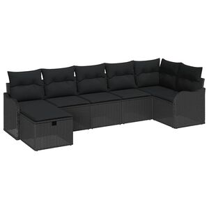 vidaXL Sofos komplektas su pagalve su saugykla 7 pcs Juoda poliratanas