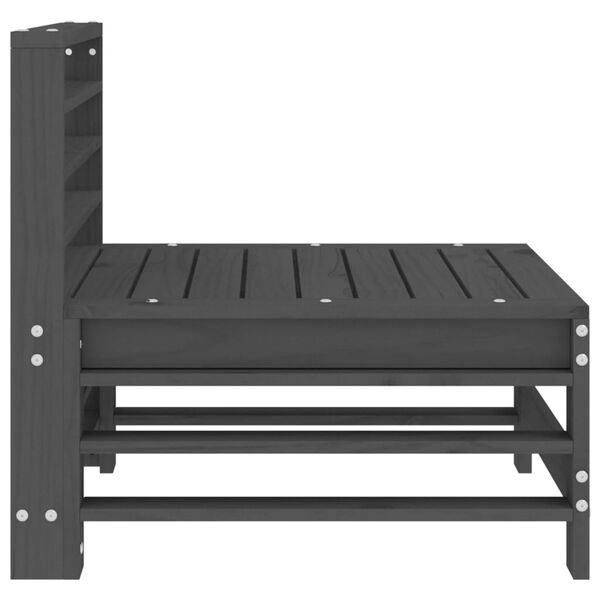 vidaXL Vidurinė sodo sofos dalis, pilka, pušies medienos masyvas