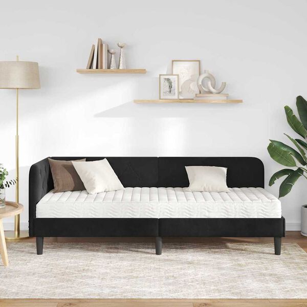 vidaXL Kampinė lovos konstrukcija Juoda 80 x 200 cm Aksomas