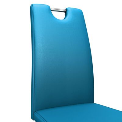 vidaXL Valgomojo kėdės, 4 vnt., mėlynos, dirbtinė oda, zigzago formos